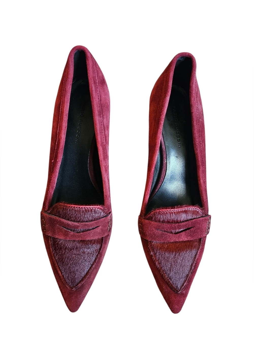Fabio Rusconi Pointed Burgundy Suede Loafers with Low Heel